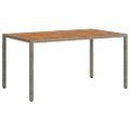 vidaXL Záhradný stôl 150x90x75 cm polyratan a akáciové drevo sivý