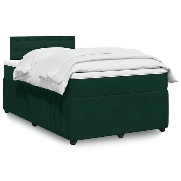 vidaXL Boxspring posteľ s matracom, tmavozelená 120x190cm, zamat