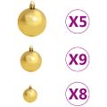 vidaXL Osvetlený umelý vianočný stromček s guľami, biely 90 cm