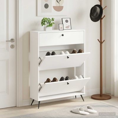 vidaXL Skriňa na topánky BREDA 78 x 24 x 103 cm Kompozitné drevo Biela