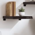 vidaXL Nástenná polica tmavohnedá 40x40x(2-6)cm ošetrený dubový masív