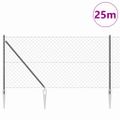 vidaXL Reťazová brána s hrotmi 25 x 1,4 m PVC potiahnutá oceľ Sivá