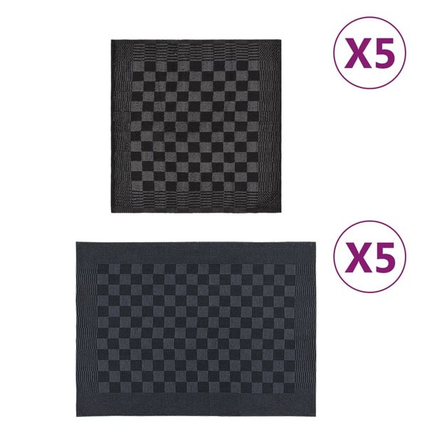 vidaXL 10-dielna súprava uterákov čierno-sivá bavlna