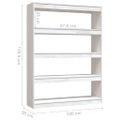 vidaXL Knižnica/deliaca stena biela 100x30x135,5 cm masívna borovica