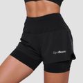 Dámske bežecké šortky 2in1 Pulse Black - GymBeam, veľkosť S, veľkosť oblečenia S