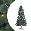 vidaXL Umelý predsvietený vianočný stromček s guľami Zelená 150 cm PET