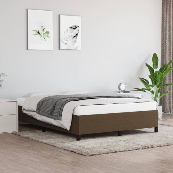 vidaXL Posteľ bez matraca tmavohnedá 140x200 cm látka