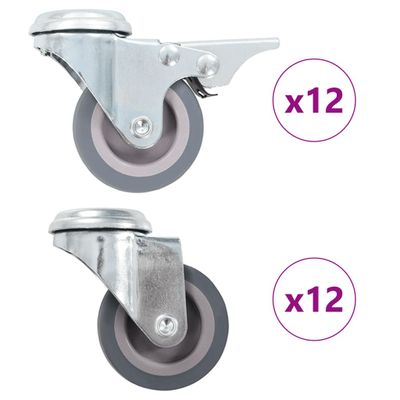 vidaXL Otočné kolieska s otvorom na skrutku 24 ks, 50 mm