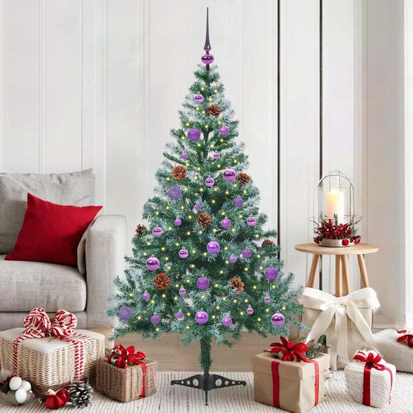 vidaXL Umelý vianočný stromček s 150 LED-i Zelená 150 cm PVC a oceľ