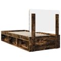 vidaXL Rám postele Dymová dub 90 x 200 cm Masívne borovicové drevo
