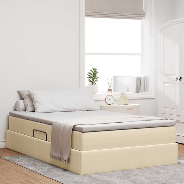 vidaXL Postel s úložným prostorem a matrací Krémová 120 x 190 cm