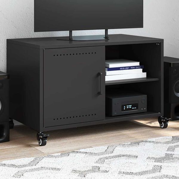 vidaXL TV skrinka čierna 68x39x43,5 cm oceľ
