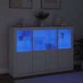 vidaXL Komody s LED svetlami 3 ks biele kompozitné drevo