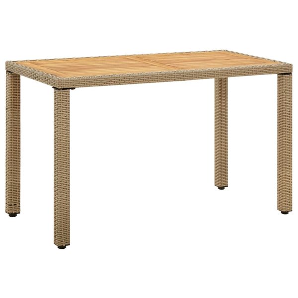 vidaXL Záhradný stôl béžový 123x60x74 cm polyratan a masívna akácia