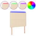 vidaXL Čelo postele s LED krémové 80x5x118/128 cm látka