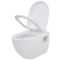 vidaXL Závesná toaleta/WC s podomietkovou nádržkou, keramická, biela