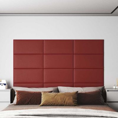 vidaXL Nástenné panely 12 ks vínovočervené 60x30 cm umelá koža 2,16 m²