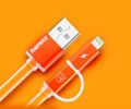 Remax AA-1147  AURORA 2in1 dátový USB kábel, oranžový