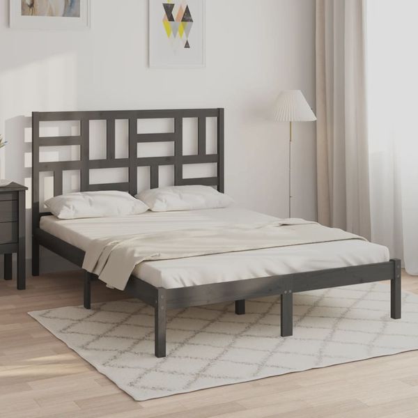 vidaXL Posteľný rám sivý masívne borovicový masív 140x190 cm