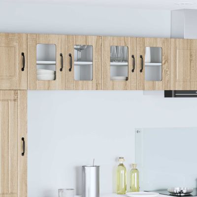 vidaXL Nástenný sklenený kabinet PORTO Sonoma dub 60 x 31 x 40 cm