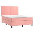 vidaXL Posteľný rám boxsping s matracom ružový 140x190 cm zamat