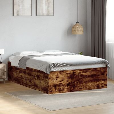 vidaXL Posteľný rám dymový dub 135x190 cm kompozitné drevo