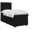 vidaXL LED boxspring posteľ s matracom Čierna 90 x 200 cm Látka