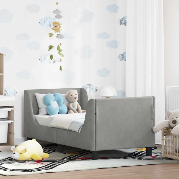 vidaXL Rám detskej postele s čelom Svetlosivá 70 x 140 cm Zamat