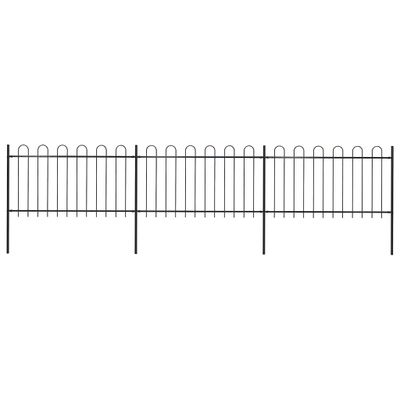 vidaXL Záhradný plot s oblúkom navrchu, oceľový 504x100 cm, čierny