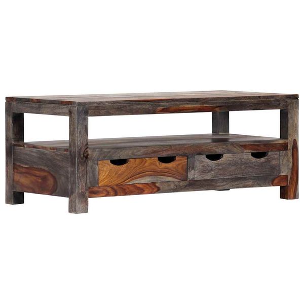 vidaXL Konferenčný stolík sivý 100x50x40 cm masívne akáciaové drevo