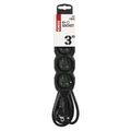 Predlžovací kábel 3 m / 4 zásuvky / čierny / PVC / 1 mm2