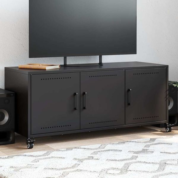 vidaXL TV skrinka čierna 100,5x39x43,5 cm oceľ