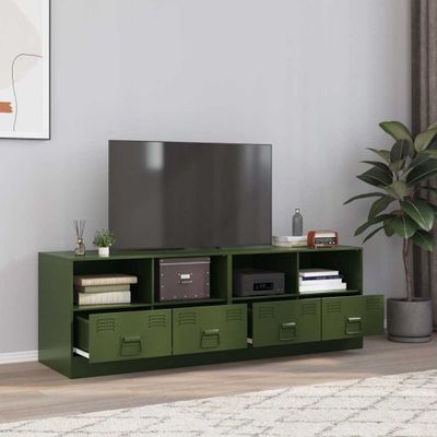 vidaXL TV skrinky 2 ks olivovo-zelené 67x39x44 cm oceľ