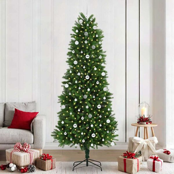 vidaXL Vianočný stromček s 300 LED-i so stojanom Zelená 240 cm PE