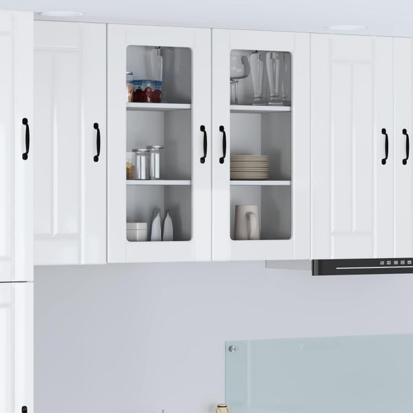 vidaXL Nástenný sklenený kabinet LUCCA 2 pcs Biela s vysokým leskom