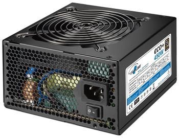 EUROCASE zdroj Eco+ 450W / 80+BRONZE / 12cm fan / PFC ATX 20/24pin / 6x SATA Zdroj, ATX, 450W, pasívne PFC, 120mm ventilátor, 6× SATA, 80PLUS Bronze