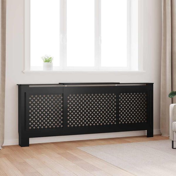 vidaXL Kryt na radiátor čierny 205 cm MDF