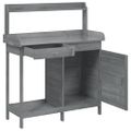 vidaXL Stôl na presádzanie so skrinkou sivý 110,5x45x124,5 cm jedľa