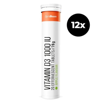 Šumivý Vitamín D3 1000 IU - GymBeam, 12 x 20 tab