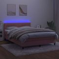 vidaXL Posteľný rám boxsping s matracom a LED ružový 140x190 cm zamat