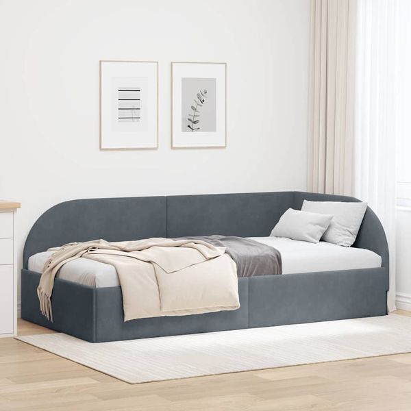 vidaXL Rohový rám postele Tmavo šedá 80 cm x 200 cm Zamat
