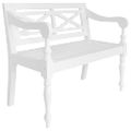 vidaXL Lavička Batavia 98 cm, mahagónový masív, biela