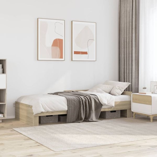 vidaXL Posteľný rám bez matraca dub sonoma 90x190 cm kompozitné drevo
