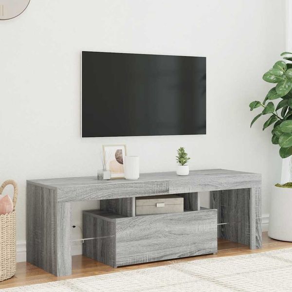 vidaXL TV skrinka s LED, sivý dub sonoma 120x35x40 cm