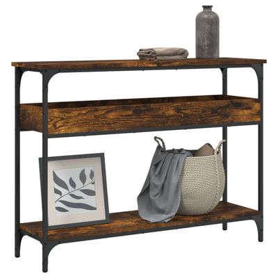 vidaXL Konzolový stolík s policou dymový dub 100x29x75cm kompoz. drevo