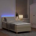 vidaXL LED box s pružinami s LED pásikmi Krémová 100 x 200 cm látka