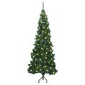 vidaXL Rohový umelý vianočný strom s 300 LED-i Zelená 180 cm PVC a kov