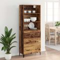 vidaXL Highboard Staré drevo 69,5 x 34 x 180 cm Kompozitné drevo
