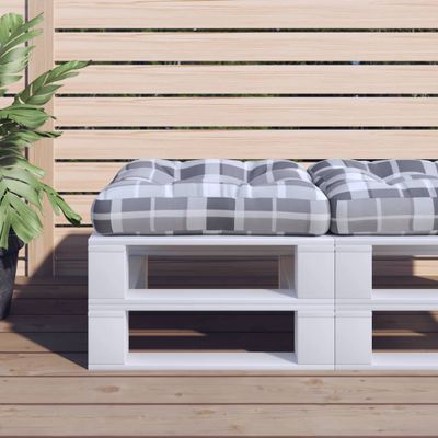 vidaXL Podložka na paletový nábytok, sivé kocky 60x60x12 cm, látka