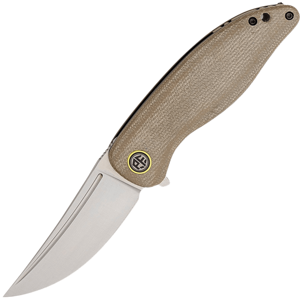 Petrified Fish PFP06KAMS Simum vreckový nôž 8,9 cm, Satin, khaki, Micarta